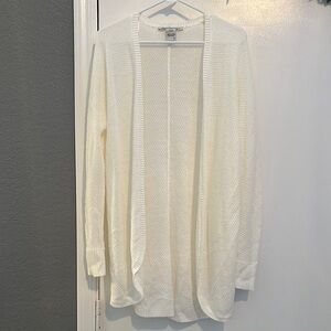 American Rag White Long Open Front Cardigan Sweater